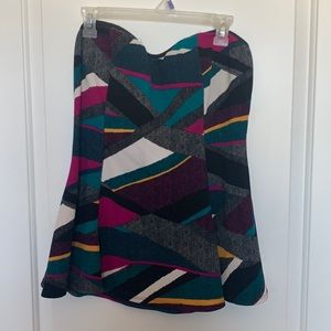 Geometric print peplum tube top
